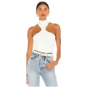 NWT Revolve Superdown White Kallie Halter Bodysuit, M